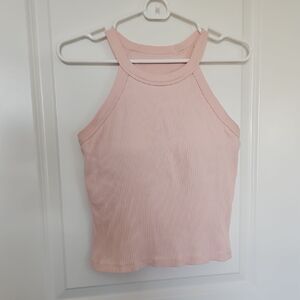 Uniqlo Pink Ribbed Halter Top - M